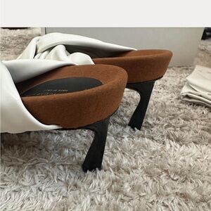 Stella McCartney White Knotted Mules with Brown Footbed and Black Heel